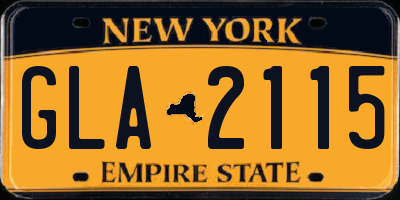 NY license plate GLA2115