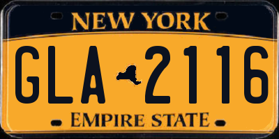 NY license plate GLA2116