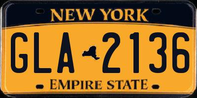 NY license plate GLA2136