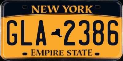NY license plate GLA2386