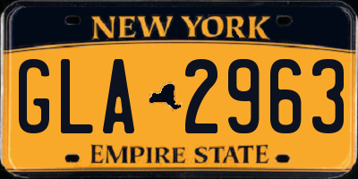 NY license plate GLA2963