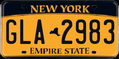 NY license plate GLA2983