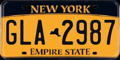 NY license plate GLA2987
