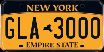 NY license plate GLA3000
