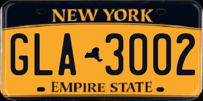 NY license plate GLA3002