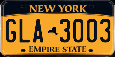 NY license plate GLA3003