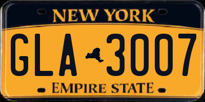 NY license plate GLA3007