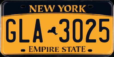 NY license plate GLA3025
