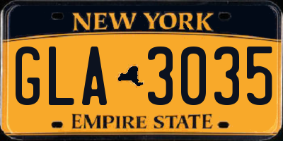NY license plate GLA3035
