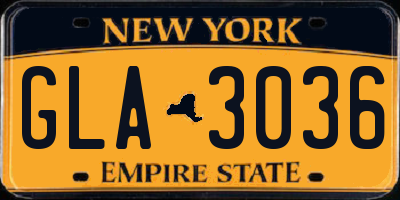 NY license plate GLA3036