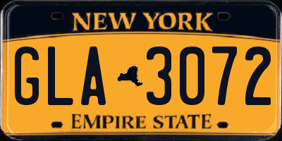 NY license plate GLA3072