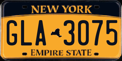 NY license plate GLA3075