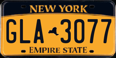 NY license plate GLA3077