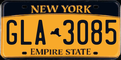 NY license plate GLA3085