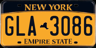 NY license plate GLA3086