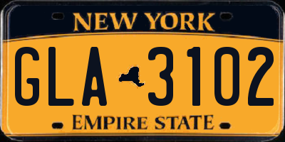 NY license plate GLA3102