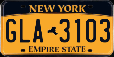 NY license plate GLA3103