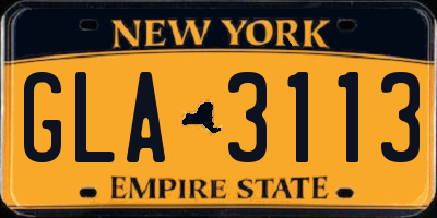 NY license plate GLA3113