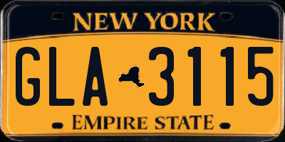NY license plate GLA3115