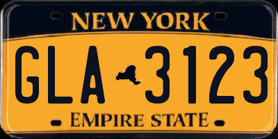 NY license plate GLA3123