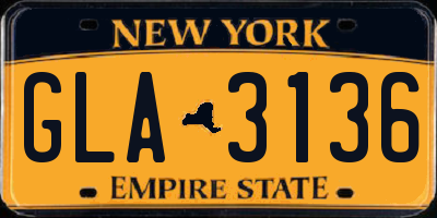 NY license plate GLA3136