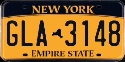 NY license plate GLA3148