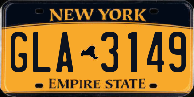 NY license plate GLA3149