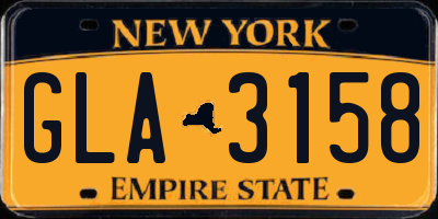 NY license plate GLA3158