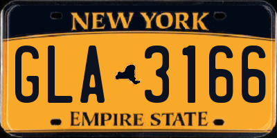 NY license plate GLA3166