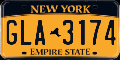 NY license plate GLA3174