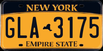 NY license plate GLA3175