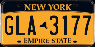 NY license plate GLA3177