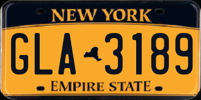NY license plate GLA3189