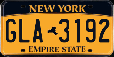 NY license plate GLA3192