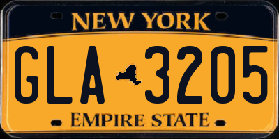 NY license plate GLA3205