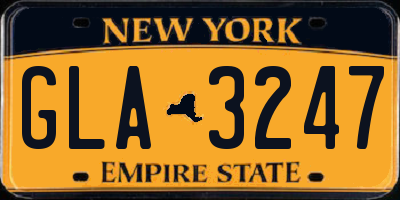 NY license plate GLA3247