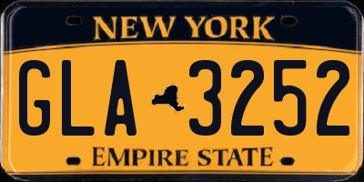 NY license plate GLA3252