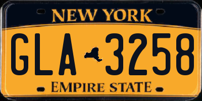 NY license plate GLA3258
