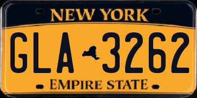 NY license plate GLA3262