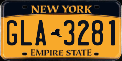 NY license plate GLA3281