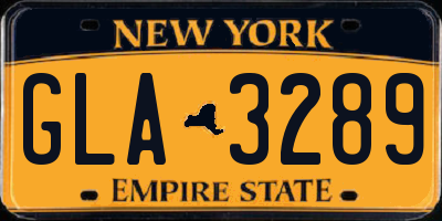 NY license plate GLA3289