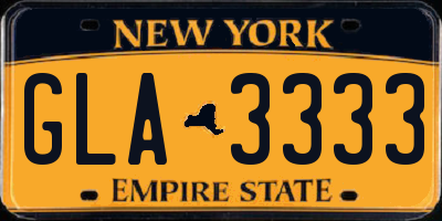 NY license plate GLA3333