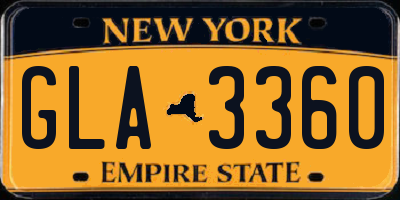 NY license plate GLA3360