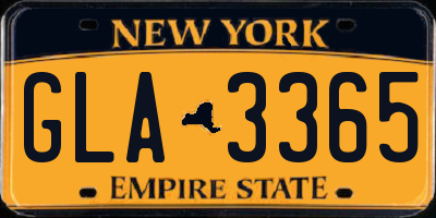 NY license plate GLA3365