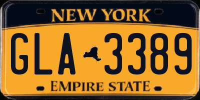 NY license plate GLA3389