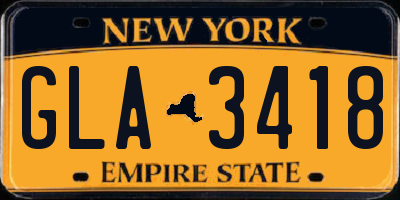 NY license plate GLA3418