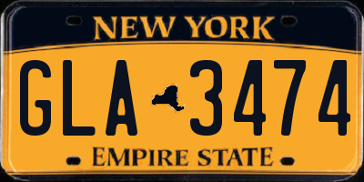 NY license plate GLA3474