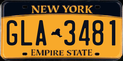NY license plate GLA3481