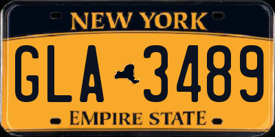NY license plate GLA3489