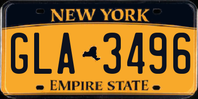 NY license plate GLA3496
